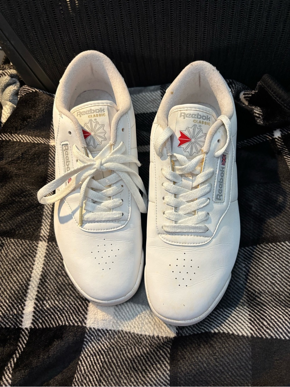 Reebok Classic Women’s White Leather Sneakers with Red Accent